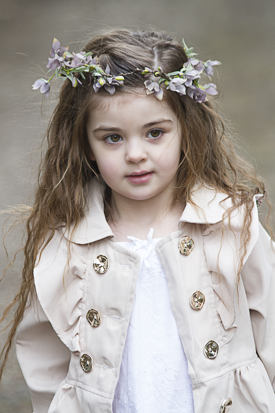 Young child with floral headband